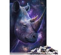 Galaxy Animal Rhino Jigsaw Puzzles 500 Pieces for Adults Toys Games Puzzle Wood Jigsaw Puzzle for Age 18 Years Upe Ducational Games 500pcs (52x38cm)