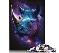 Galaxy Animal Rhino Jigsaw Puzzles for Adults 500 Piece Puzzle for Wooden Puzzle Adults Jigsaw Puzzle Educational Games 500pcs (52x38cm)