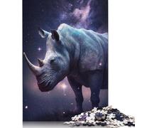 Galaxy Animal Rhino Puzzle 100% Recycled Cardboard Paper Rectangular Jigsaw Puzzle for Adult Children 1000pcs (75x50cm)