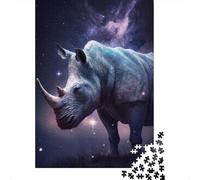 Galaxy Animal Rhino Puzzle Unique Home Decor 100% Recycled Cardboard Jigsaw Puzzle for Boy Or Girl 1000pcs (38x26cm)