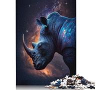 Galaxy Animal Rhino Puzzle Unique Home Decor 100% Recycled Cardboard Jigsaw Puzzle for Boy Or Girl 1000pcs (38x26cm)