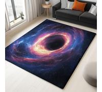 Galaxy Area Rug 140 x 200 cm, Universe Black Hole Printed Short Pile Carpet, Soft Non-Shedding Indoor Rug for Living Room Bedroom Dining Table Pet Friendly Home Decor, Black