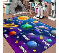 Galaxy Area Rugs Universe Solar System Planet Theme Small Carpets Space Rugs for Kids Bedroom Educational Learning Rug for Living Room Bedroom Indoor Crystal Polyester Floor Sofa Mats, 2'5''×4'