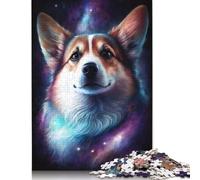 Galaxy Art Corgi Jigsaw Puzzles for Adult 1000 Pieces Difficult Puzzles Adult Jigsaw Puzzle Home Decoration Art Wooden Adult Puzzle 1000pcs (75x50cm)