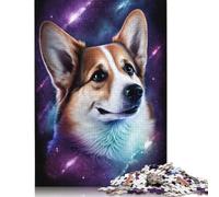 Galaxy Art Corgi Jigsaw Puzzles for Adults 500 Pieces Wood Puzzle Birthday Gifts Jigsaw Puzzle, Family Games Together 500pcs (52x38cm)