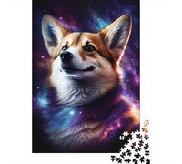 Galaxy Art Corgi Puzzle Family Fun Paper Rectangular Jigsaw Puzzle for Boy Or Girl 300pcs (40x28cm)