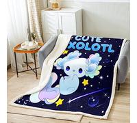 Galaxy Axolotl Sherpa Blanket Cute Axolotl Plush Blanket for Kids Cartoon Salamander Fleece Throw Blanket Blue Axolotl Fuzzy Blanket Sealife Room Decor Single 50x60 Inch