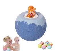 Galaxy Bath Bombs for Kids 1pcs, Cute Animal Toy Bath Salt Ball, Baths Bombs with Surprise Spring Inside, Funny Educational Toy Fizzy for Bathroom Daily Use (Blue A)