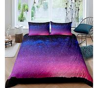Galaxy Bedding Kids Universe Nebula Comforter Cover for Boys Girls Teens, Starry Sky Night Star Printed Cover Bedding Set Decorative Double Size Duvet Cover Set Zipper, Blue Purple Gorgeous