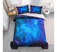 Galaxy Bedding Set Junior/Cot Bed, Girls Boys Kids Teen Comforter Cover, Outer Space Duvet Cover Galaxy Stars in Space Celestial astronomic Planets, Decorative Bedclothes Blue Purple