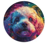 Galaxy Bichon Frise 1000-Piece Jigsaw Puzzle Round Puzzle 1000 Pieces Jigsaw for Home Decor, Ideal Christmas & New Year Gift for Teenagers 67.5x67.5cm