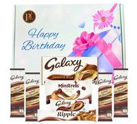 Galaxy Birthday Chocolate Hamper Gift Box | Milk Chocolate Selection with Minstrels, Ripple & Hot Chocolate | Thank You & Appreciation Gifts for Women & Men, Mum & Dad (Happy Birthday 1)