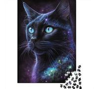 Galaxy Black Cat Jigsaw Puzzles Puzzle 1000 Pieces Jigsaws Rectangular Paper Jigsaw Stress Reliever Difficult Challenge 38x26cm/1000pcs