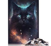 Galaxy Black Cat Puzzles 500 Piece Jigsaws for Adults Learning Educational Toys Family Games Festival Birthday Gifts 500pcs (52x38cm)