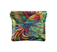 Galaxy Black Coin Purses Mini Change Purse Pu Leather Change Purse for Women, Colorful Phoenix Green, One Size, Colorful Phoenix Green