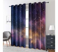 Galaxy Blackout Curtains, 90 Drop, Universe Outer Space Stars Starry Night Printed Curtains for Living Room, Bedroom, Eyelet Drapes for Window Home Decor, 90x90 Inch 2 Panels (8-M)