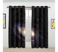 Galaxy Blackout Curtains Thermal Insulated Window Drapes,Universe Star Room Darkening Curtains Grommet Noise Reducing Window Treatment for Living Room Bedroom,Black,2 Panels 55"W × 63"L Multicolored 3