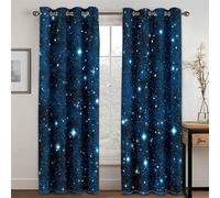 Galaxy Blackout Curtains Thermal Insulated Window Drapes,Universe Star Room Darkening Curtains Grommet Noise Reducing Window Treatment for Living Room Bedroom Black,2 Panels 42"W × 45"L Multicolored 4