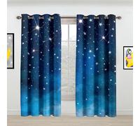 Galaxy Blackout Curtains Thermal Insulated Window Drapes,Universe Star Room Darkening Curtains Grommet Noise Reducing Window Treatment for Living Room Bedroom,Black,2 Panels 55"W × 63"L Multicolored 5