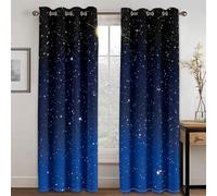 Galaxy Blackout Curtains Thermal Insulated Window Drapes,Universe Star Room Darkening Curtains Grommet Noise Reducing Window Treatment for Living Room Bedroom,Black,2 Panels 55"W × 63"L Multicolored 2