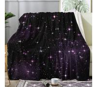 Galaxy Blanket Doule Size, Purple Fleece Throw Blanket for Bed Sofa Couch, Soft Cozy Flannel, 150x200 cm, Decor & Gifts (S232)