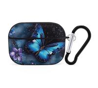 Galaxy Blue Butterfly AirPods Pro 2 Case Cover, Shockproof Hard Shell Protective Case for Women Men, Compatible with Airpod Pro Case 2nd/1st Generation with Keychain-Black