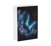 Galaxy Blue Butterfly Cigarette Case Stylish Lightweight Pocket Holder Case for Smoke Waterproof Cigarette Dispenser Cigarettes Accessories for Outdoor Camping Hiking