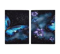 Galaxy Blue Butterfly Passport Holder Ultra Slim PU Leather Travel Document Organizer Compact Premium International US Passport Protector Cover for Women Men