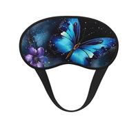 Galaxy Blue Butterfly Sleep Mask for Side Sleeper, Blackout Sleep Eye Mask Comfortable Blindfold Eyeshade Soft Breathable Sleeping Mask with Elastic Strap Silk Eye Covers for Travel
