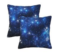 Galaxy Blue Space Pillow Covers 18x18 in Decorative Couch Star Pillow Cases Sets of 2 Square Throw Pillows Home Decor for Living Room Bedroom Bed Cushion Outdoor