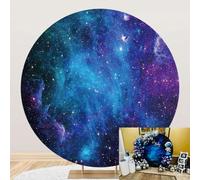 Galaxy Blue Starry Sky Round Backdrop Cover 7.2ft Nebula Universe Space Mysterious Outer Milky Way Background for Photo Children Adult Birthday Baby Shower Party Banner Supplies Photo Props