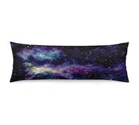 Galaxy Body Pillow Cover Outer Space Nebula Universe Star Night Starry Sky Long Pillow Case with Zipper Decorative Soft Bedding Pillowcase Purple Cushion Pillow Case for Bedroom,Couch,20"x54"