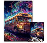Galaxy Bus Jigsaw Puzzles for Adults 1000 Piece Wooden Puzzles Challenging Brain Teaser for Teenagers, Family Fun Interactive Game 50x75CM/19.68x29.52inch
