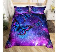 Galaxy Butterfly Bedding Set Boho Paisley Duvet Cover Set for Kids Boys Girls Bohemia Exotic Style Comforter Cover Floral Quilt Cover Purple 1 Duvet Cover with 1 Pillowcase Single Size