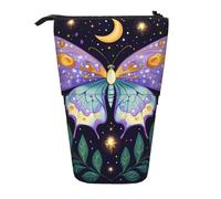 Galaxy Butterfly Standing Pencil Case Moon Star Pen Pouch Holder Telescopic Pencil Bag Pop Up Cosmetics Bag Stationery Organizer for School Office Travel