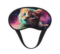 Galaxy Cat Baby Sleep Mask for Side Sleeper, Blackout Sleep Eye Mask Comfortable Blindfold Eyeshade Soft Breathable Sleeping Mask with Elastic Strap Silk Eye Covers for Travel