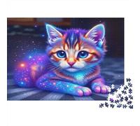 Galaxy Cat Fantasy 1000 Piece Jigsaw Puzzle for Family Decompression Wall Decor Holiday Puzzle Activity Eco-friendly 52x38cm/1000pcs