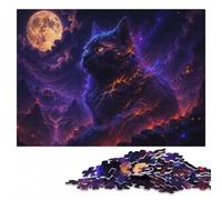 Galaxy Cat on Fire Wooden Jigsaw Puzzle 500 Pieces, Hobby Gift | Jigsaw Puzzle - sorting by colour, shape or image area in spare time.