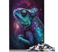 Galaxy Chameleon Jigsaw Puzzle for Adults 500 Pieces Wooden Jigsaws Puzzles Decompression Game Toy Puzzle Challenging Game 500pcs (52x38cm)