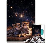 Galaxy Cheetah 1000 Pieces Jigsaw Puzzle For Adults Teens,Help The Brain Exercise Addictive Toys to Cultivate Patience Unique Challenge Game 38x26cm