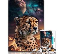Galaxy Cheetah Jigsaw Puzzles for Adults 1000,Help The Brain Exercise Addictive Toys to Cultivate Patience A Work of Art 50x75cm