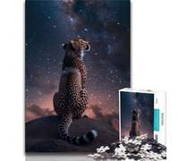 Galaxy Cheetah Jigsaw Puzzles for Adults 1000 Pieces,Challenging To Complete But Fun And Humorous with Matching Poster And Trivia Sheet 38x26cm