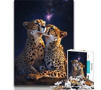 Galaxy Cheetah Jigsaw Puzzles for Adults Teenagers Jigsaws Puzzle,Brain Intelligence Challenge Addictive Toys for Home Decoration (75x50cm)