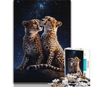 Galaxy Cheetah Jigsaw Puzzles for Adults Teenagers Jigsaws Puzzle,Help The Brain Exercise Addictive Toys to Cultivate Patience Great Gift 38x26cm