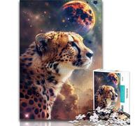 Galaxy Cheetah Jigsaw Puzzles for Adults Teenagers Jigsaws Puzzle,Toys Educational Games Stress Relieving Wall Decoration (38x26cm)