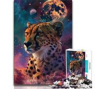 Galaxy Cheetah Jigsaw Puzzles for Teenagers 1000 Jigsaws,Learning Educational Toys Family Games with Matching Poster And Trivia Sheet 38x26cm