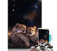 Galaxy Cheetah Jigsaw Puzzles for Teenagers 1000 Jigsaws,Stress Reliever Difficult Challenge Suitable for Desktop Decoration (75x50cm)