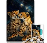 Galaxy Cheetah Jigsaw Puzzles for Teenagers,Challenging Game Toys Every Piece Is Unique - Challenging Family Fun Game 38x26cm