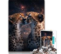 Galaxy Cheetah Jigsaws 1000 Pieces for Teenagers,Help The Brain Exercise Addictive Toys to Cultivate Patience Parent-child Interaction 38x26cm