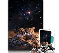 Galaxy Cheetah Puzzles for Adults Teens 1000pc Puzzle,Challenging Game And Family Play with Fully Interlocking Randomly Shaped Pieces (38x26cm)